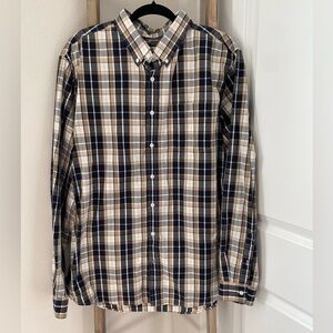 Men's Eddie Bauer - Classic Fit - Plaid Shirt - Navy and Tan - Size XLT